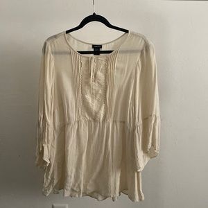 Torrid Cream Long Sleeve Blouse